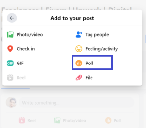 Click on "Poll" to create poll on on Facebook Group.