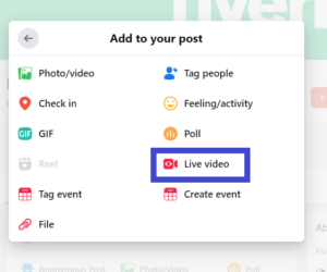 Select "Live Video" option from the various options to go live on a Facebook Group.