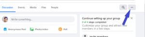 Click on three dots under the cover photo of Facebook group to archive a Facebook Group