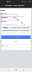 Review your changes and tap "Review Change" to Change Your Name on Facebook.