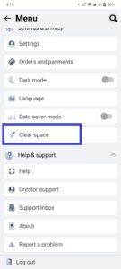 Scroll down and click on "Clear space."