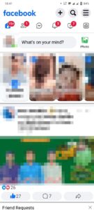 Go to your Facebook page by tapping on the three horizontal lines at the top right corner.