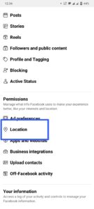 Within the Settings & Privacy menu, tap on "Settings," then scroll down and select "Location."