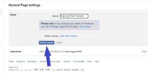After entering the new name, click on "Review change" and review any potential impacts or limitations associated with changing the name of your page.