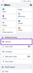 Scroll down and select "Settings" from the "Settings & privacy" option.