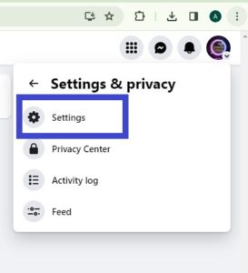 Click on the "Settings" option.