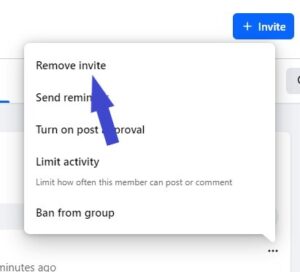 From the menu, select "Remove invite" option.
