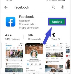 Visit the app store on your device (e.g., Google Play Store for Android or Apple App Store for iOS) and search for "Facebook." If an update is available, select "Update" to install the latest version.