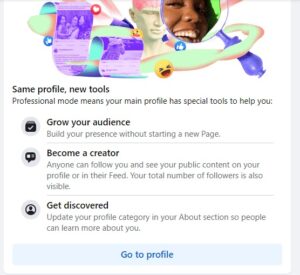 After turning on professional mode on Facebook, you can use new tools to customize your profile.