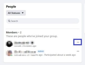 Locate the three dots menu next to the person's name.