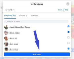  Once you've selected your friends, click the "Send Invites" button at the bottom of the window.