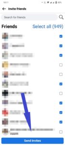  Once you've selected your friends, tap the "Send Invites" button at the bottom.