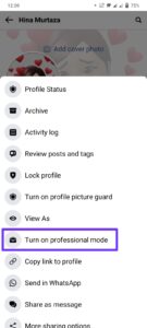After clicking on three dots, locate the option for "Turn on Professional Mode," and tap on it.