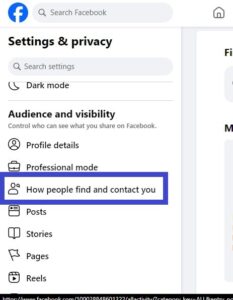 On the left-hand menu, scroll down, and click on "How people find and contact you." 