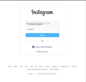 Enter "username" and "password" to log in to your Instagram account. 