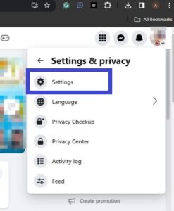 Log in to your Facebook account and click the downward arrow in the top right corner. Select "Settings & Privacy" followed by "Settings".