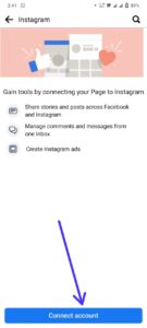 Select "Instagram" and then click on "Connect account."