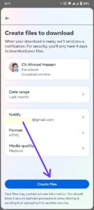 Select where you want to download, e.g., "Download to device" or "Transfer to destination."
Now Select the "Date range," "Format," "Media quality," and tap on "Create profiles."