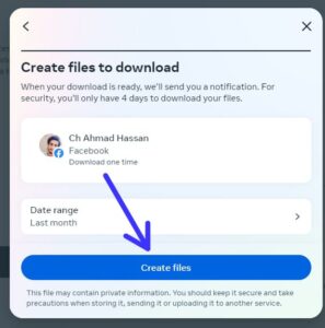 Select the "Date range" of the messages you want to download and click on "Create Profiles."