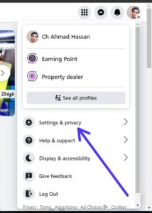 Open Facebook and log in to your account. 

Click the down arrow on the top right corner and select "Settings & Privacy" from the menu.