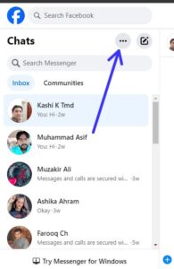 Click the three dots (...) at the top of the Messages list.