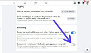 In the "Tagging" section, look for the setting titled "Review posts you're tagged in before the post appears on your timeline?" Choose "Enabled" if you want to review all posts before they appear on your timeline. This allows you to approve or remove the tag before it's visible to your friends.