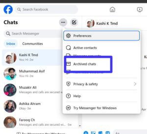Select "Archived chats." If the message was archived, you'll see the conversation here.