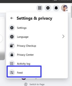 Click on "Feed" option.