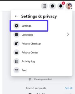 In the "Settings & Privacy" menu, click on "Settings." 