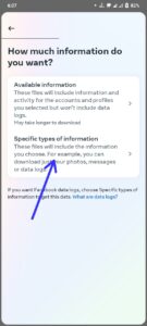 If you have multiple profiles, choose your profile and select "Specific types of information."