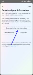 Click on "Continue" and then "Download or Transfer information."