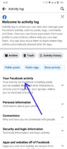 Tap on "Your Facebook activity."