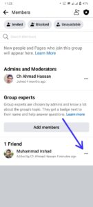 Next, find the member you want to make an admin and tap on the three dots in front of the name of that member. 