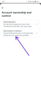 In account ownership and control, select Deactivation or deletion.