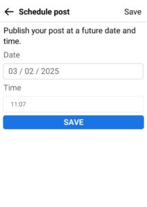 Set date and time you want to schedule a post on Facebook.