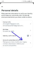 Then select Account ownership and control.